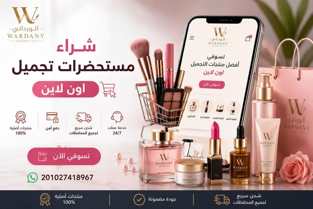 شراء مستحضرات تجميل اون لاين أصبح أسهل مع منتجات أصلية، أسعار تنافسية، وشحن سريع إلى جميع المحافظات.